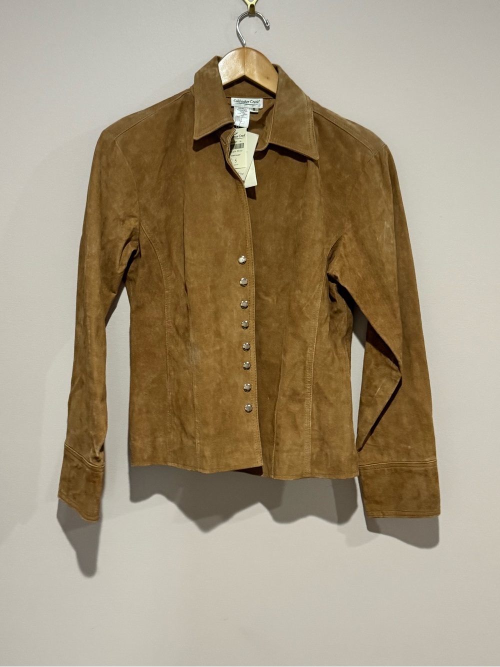NWTS Coldwater Creek Women’s Light Brown Leather Jacket With Snaps Size sm